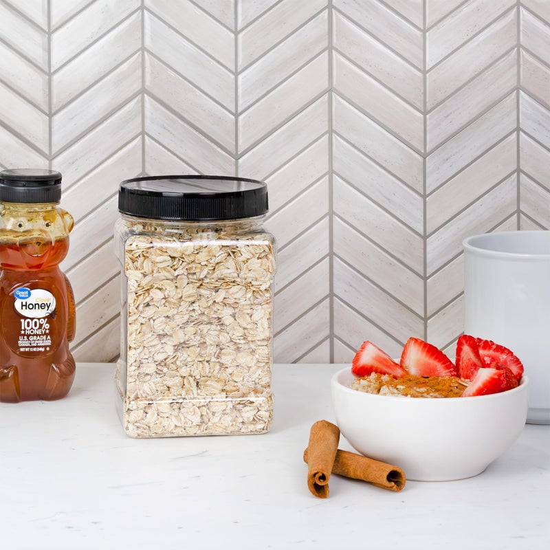 Cornucopia Brands براندز كورنكوبي 32 أونصة برطمانات بلاستيكية مربعة (4 عبوات، ربع جالون)؛ حاويات مستطيلة شفافة سعة 4 أكواب بأغطية سوداء، مع جوانب سهلة الإمساك - Image 3